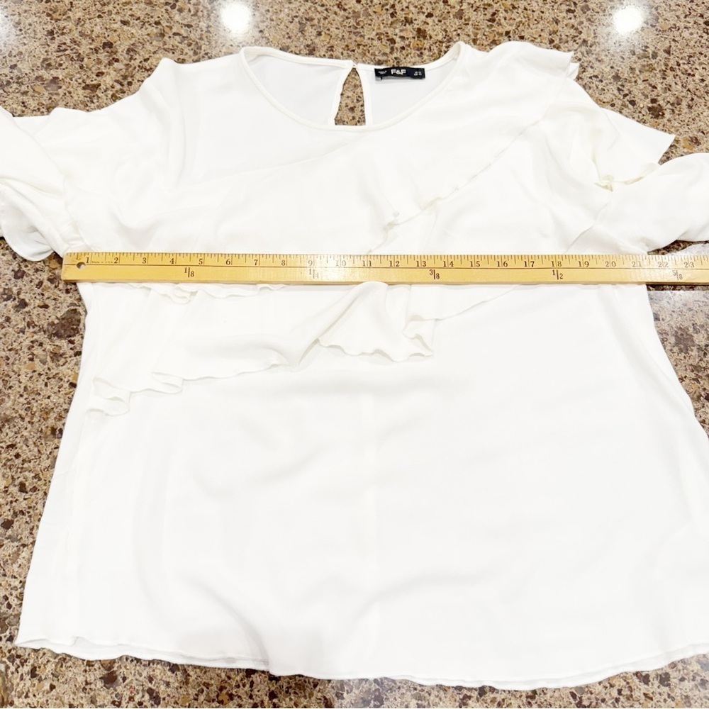 F&F WHITE RUFFLE Blouse Size 10 - Picture 9 of 10